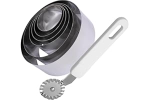 Fackelmann Set Coppapasta e Rotella Tagliapasta, per impiattare, in acciaio inox, coppa pasta lavabili in lavastoviglie, differente diametro, rotella per impasti