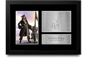 HWC Trading FR A4 Johnny Depp Pirates of the Caribbean Cadeaux Imprimé Signé Autographe Photo pour les fans de cinéma - A4 Encadré