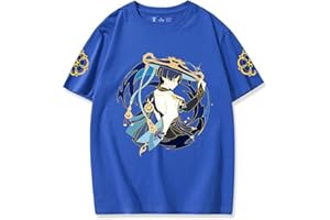 KEEPHEN T-Shirt Anime Game Genshin Impact Tops à Manches Courtes imprimés Wanderer Personality Comics Harajuku Pullover pour Hommes Femmes Ados
