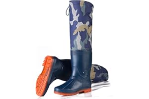 QTDZ Bottes Pêche 60Cm Super Hauteur Bottes Caoutchouc Imperméables Légères Hommes Femmes PVC/Nylon Waders Portables Bottes Chasse Unisexe Chaussures Waders Épaissies Polyvalentes,Bleu,44 EU
