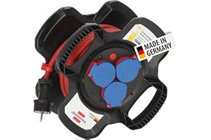 Brennenstuhl Gummi-kabelhaspel X-Gum IP44/kabeltrumma för byggarbetsplatsen av gummi (10 m, permanent användning utomhus, spe