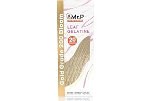 MR.P INGREDIENTS Mr. P Ingredients Gelatine en Feuilles 20 pcs 50g Qualité Gold, Gelifiant Alimentaire Polyvalent 200 Bloom pour Gateaux, Tartes et Desserte, Cheesecake, Panna Cotta et Mousse, Sans OGM, Sans Gluten