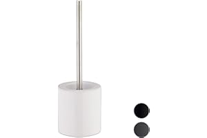 ‎RELAXDAYS Relaxdays WC Garnitur Keramik, runder Klobürsten-Halter, wechselbarer Bürstenkopf, Bad-Set, HxD 38,5 x 12,5 cm, weiß