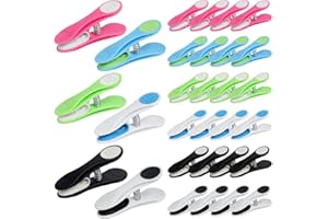 SWKJ Clothes Pegs, 30Pcs Non-Slip Laundry Pegs for Washing Line, Multicolor Heavy Duty Minky Pegs with Soft Grip Cushioned Clip for Home