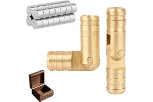 30 Bitars Mässing Dolda Cylinder Gångjärn & 30 Bitars Rund Magneter, Mini Osynliga Dolda Tunna Gångjärn för Trä Smyckeslådor Skåpdörr Små Möbler & DIY Träprojekt