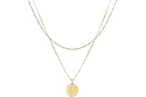 Kuzzoi Męski srebrny naszyjnik Layer Look z medalionem (15 mm), łańcuszek na szyję dla mężczyzny ze srebra wysokiej próby 925, złoty łańcuszek z okrągłą płytką, łańcuszek męski z wisiorkiem ręcznie wykonanym, Srebro szterlingowe