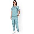 KNYA Classic Women's 5-Pocket New Gen Scrubsuit | V Neck | Flexibile & Comfortable Top & Bottom | Easily Accessible Pockets | Uniform for Doctors.