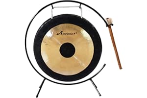 Arborea Sound Healing and Therapy Mini Gong 12" with Stand and Mallet Bronze Alloy Hand Hammered Chinese Small Table Chau Gong Home or Office