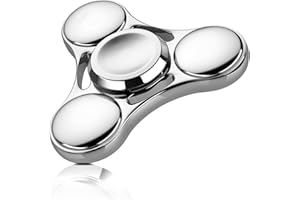 Aolcev Fidget Spinner Metal Fidget Toy Hand Spinner Stainless Steel 3-5 Minutes Fast Bearing Spins Hand Spinner Tri Finger Gyro Toy ADHD EDC Focus Anxiety Stress Relief Toys for Kids Adults-Silver