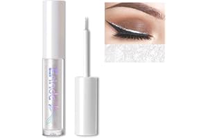Erinde Eye Liner Liquid Pailleté, Stick à Paupières Métallisées Scintillant, Hautement Pigmenté Et Résistant à l'eau Longue durée, #01 Blanc nacré