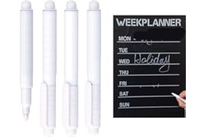 Brussels08 Lot de 3 marqueurs à craie liquide Wtite pour tableau noir, menu bistro, verre, étiquettes tableau noir de cuisine, miroir et fenêtre aléatoire