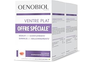 OENOBIOL - Compléments Alimentaires - Minceur - Ventre Plat - Réduit les Gonflements(1) - Diminue les Ballonnements(1) - Programme 2 mois - Lot de 2 Boîtes de 60 Capsules