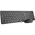Wireless keyboard and Mouse Set,Rii RK200 Standard Full Size Wireless Keyboard and Mouse 104 Keys for Work Office Home UK Layout(AAA Batteries not Include)