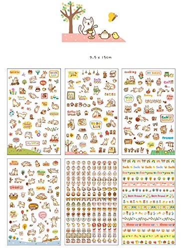 Novago ® 6 planchas de pegatinas autoadhesivas, diseño en relieve de serie animales para decorar tus smartphones, tablets, PC, MacBook, agenda, taza y otros objetos - Serie 