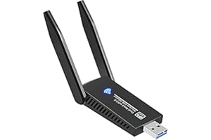 MOKEUM USB WiFi Dongle 1300Mbps,Adattatore WiFi USB 802.11 AC Dual Band 5GHz/2.4GHz veloce USB 3.0 alto guadagno 5dBi con doppia antenna adattatore di rete per PC Desktop Laptop Supporta Windows Mac e Linux