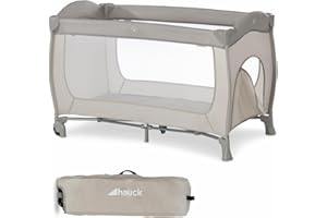 ‎HAUCK hauck Kinderreisebett Sleep N Play Go Plus mit Transporttasche, Rädern, Schlupf zum Spielen, Klein Zusammenklappbar, Baby Reisebett Kleinkind ab Geburt bis 15 kg (Beige)