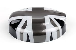 HDX Black/Gray Union Jack UK Flag ABS Sticker Cover Trim Cap for Mini Cooper ONE S JCW R56 Hatchback R57 Covertible R58 Coupe R59 Roadster 2010-2016 (Gas Tank Door Fuel Cap)