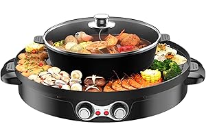 CLEARFRAGRANS Hotpot et raclette 2 en 1, élément chauffant électrique en acier inoxydable, barbecue coréen, revêtement anti-adhésif, Hotpot pour mijoter, cuisiner, rôtir