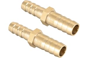 QUARKZMAN 10mm a 8mm Diámetro Recto Latón Espiga Manguera Montaje Reductor x 2uds Recto Conector Adaptador para Manguera Conexión, Conector de Lengüeta de Latón [Dorado Tono]