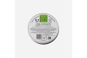 La Maison du Barbier - Cire Coiffante Barbe et Cheveux 2-en-1 Bio - Cire d’Abeille et Carnauba Bio - Ecocert, 99% d’Ingrédients d’Origine Naturelle - Fabrication Française - 120 gr