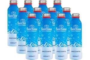 Sant'Anna Source de Pédourès Alubottle Frizzante 0,5L | Source de Pédourès, acqua minerale naturale di montagna, a bassa mineralizzazione | Confezione da 12 bottiglie