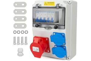 WDKXCN 16A strömdistributör, arbetsströmfördelare med Ls-brytare, 2x230V och 1xCEE 16A-uttag med kabel, elektrisk eltavla för utomhusbruk, IP44