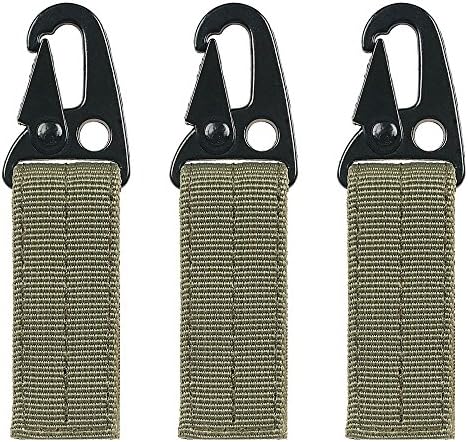 DYD 3x Practical and Tactical Key Holder Nylon Tactical Gear Clip Web Key Ring Holder Quick Release Key Ring Compatible with Velcro Strap For Outdoor Activities, Army Green