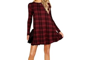 RE TECH UK Womens Ladies Party Dresses for Women UK Long Sleeve Midi Plain Flared A line Skater Swing Dress Jersey Tee Plus Size Dress Summer Winter
