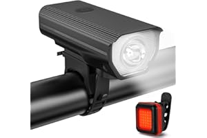 RUAMNY Bike Lights Front And Back Set, Bicycle Headlight with 120 dB Horn, IPX5 Waterproof USB Rechargeable Bike Lights Set, 3 Models Mountain Cycle Lights For Night Riding
