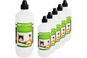 Farmlight 6 litri Bioetanolo > 95% - 96,6% Premium per camini a etanolo, camini a gel, fiaccole di bambù, combustione senza residui da materie prime rinnovabili.