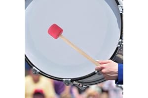 Caiqinlen Red Oak Wood Mallet Stick, Bass Drum Mallet Stick, Foam Head, Easy to Use, Comfortable Grip