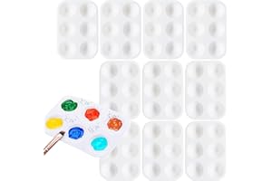 IVANY 10pcs Paint Mixing Palette Tray,Paint Tray Palettes,Plastic Rectangular Palette with 6 Wells,Mini Watercolor Palette Paint Tray Plastic Paint Pallets for Kids Adults DIY Craft Art Painting(8.5x12cm)