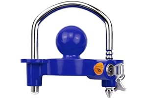 Covienapp Trailer Hitch Lock Tow Ball Lock,Universal Adjustable Tow Lock with 11 Locking Positions for Trailer Horsebox,Includes 2 Keys,Blue