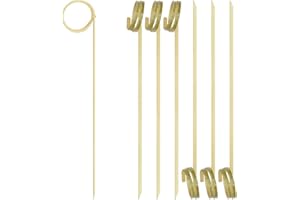 EXNIMA, Lot 50 ou 100 Pièces, Brochettes en Bambou à Nœuds, Piques Écologique, Brochettes Fingerfood en Bambou, Bâtons pour Grillade, Fêtes, Cocktail, Fruit, pour L'artisanat, Tailles 9,12 ou 15cm.