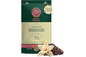 PREMA VANILLA MADAGASCAR PREMA VANILLA Proszek z wanilii Bourbon Premium – 100% naturalna i ekologiczna wanilia w proszku – Wyprodukowana z lasek wanilii z Madagaskaru – Jakość gourmet – Czysty i intensywny aromat - 100g