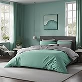 Rubber Sheet Duvet Cover Set Single (1 Pillow Case) (Green-Grey)
