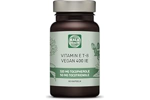 ‎KALA HEALTH Kala Health Vitamin E 400 IE Vegan – alle 8 Alpha + Beta + Gamma + Delta Tocotrienol und Alpha + Beta + Gamma + Delta Tocopherol – Vitamin E Tocopherol und Tocotrienol kapseln - 60