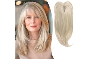 PORSMEER Topper do włosów, jasny blond, długość 45 cm, falowana, syntetyczna peruka do cienkich włosów, przedłużenie włosów