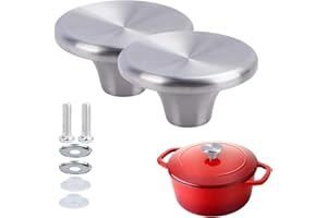 ILOVYO Lot de 2 boutons de rechange en acier inoxydable pour four hollandais Le Creuset, Aldi, Lodge et autres casseroles en fonte émaillée (argenté)