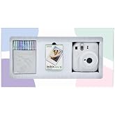 كاميرا Instax mini 12 بيضاء مع 10 قطع من الأفلام وحزمة مزلاج