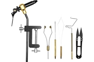 ERYUE Outil Multi-Fonction, 6 pièces Outils de Montage de Mouches Kit combiné étau de Montage de Mouches Porte-canette enfileur Aiguille Fouet Finition Ciseaux