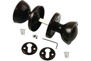 INFINITY DECOR Black Plastic Rim Knobs/Mortice Door Knob for use with Lock Sheds Gates Doors
