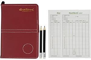 Scott Edward Golf Scorecard Cover Leather Scorecard Holder Statistic and Score Tracking Waterproof Soft Thick Grey/Black/Blue/Orange/White/Slivery/Golden/Purple