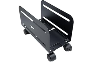 iggual -Soporte para CPU Ajustable.-Soporte Torre Ordenador Bajo Escritorio.-Soporta hasta 10kg, Metálico. -Soporte PC con Ruedas, 2 Ruedas con Función de Bloqueo y 2 Ruedas Direccionales-Negro SOP2