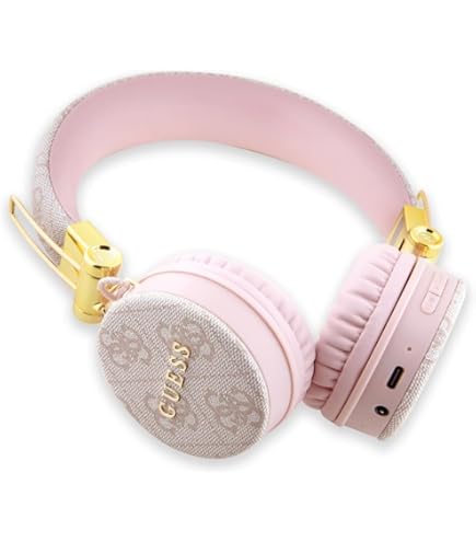 GUESS Wireless Headphones 4G PU Leather Metal Logo Brown Studio Sound 208882