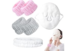 AOMAIGAD 6 Piezas Bandas de muñeca faciales, Lavado Elásticas Diadema,Toalla de cara frio caliente,Banda de Lavado de Muñeca,Diadema Mujer para Maquillaje, Cuidado de Piel, Ducha, Yoga (A)