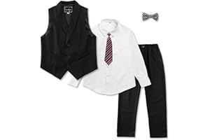 LOLANTA 5-teilig Jungen Weste Anzug Set, Kinder Hochzeit Geburtstag Party Formal Anzug für Jungen, Page Boy Solid Weste Hose Hemd Fliege Outfit