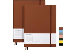 Wiisdatek B5 College Ruled Notebooks - 2 Pack B5 Large Journal Notebooks with 376 Numbered Pages,100gsm Thick Lined Paper,Soft PU Leather Cover,7.6 X 10 inch(Brown)