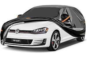 GUNHYI 7 Couches Bâche Voiture Respirante et Étanche, Housse Voiture Exterieur Contre Pluie Soleil Poussière, Universelle pour VW Golf, Classe A, Megane etc avec Zip et Doublure en Coton (415-450 cm)