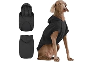 IECOii Dog Hoodie For Large Dogs,Large Dog clothes with Hat,Warm DogSweatshirt Hooded,Basic Hoodie For Dogs Spring Fall And Winter,XL DogJumper For Beagle,Border Collie,Black,XL(No Fleece Lined)